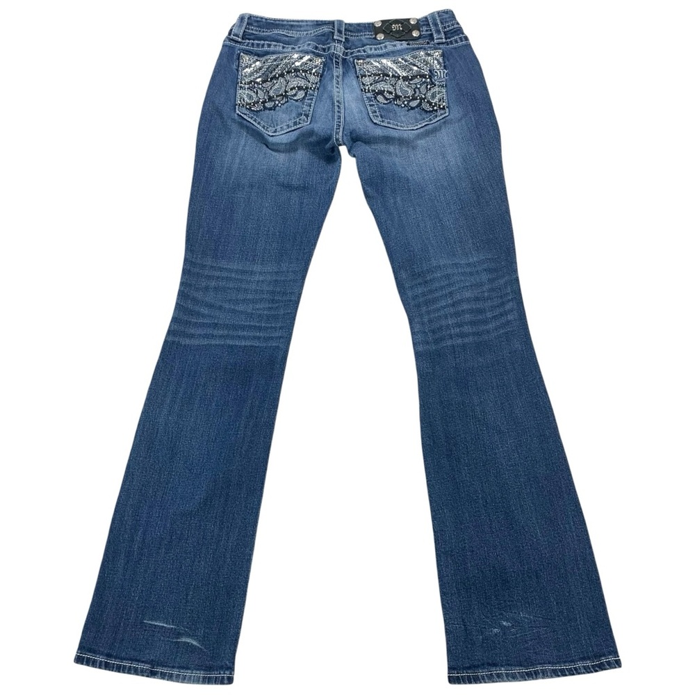 Miss Me Women’s Size 30 Bootcut Jeans Blue Low Rise Stretch‎ Embellished